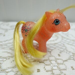 Vintage My Little Pony G1 Baby Starflower Orange Glitter 1980s Unicorn MLP